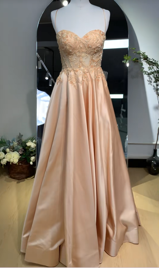 Chic Champagne Prom Dress A-Line Satin Formal Dress ED10208
