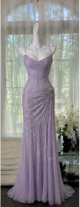 Chic Lavender Prom Dress Chiffon Sheath Formal Dress ED10211