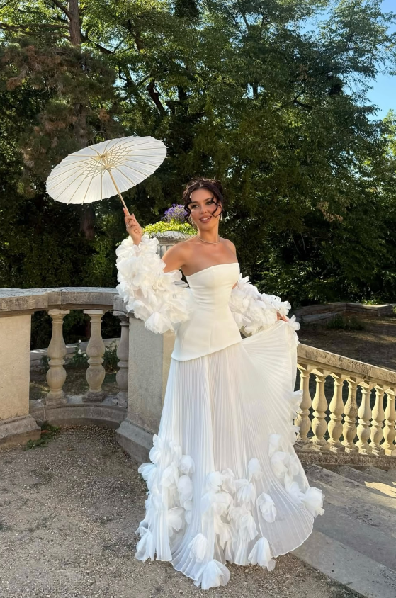 Elegantes weißes Abschlussballkleid A-Linie Chiffon Ballkleid ED10216