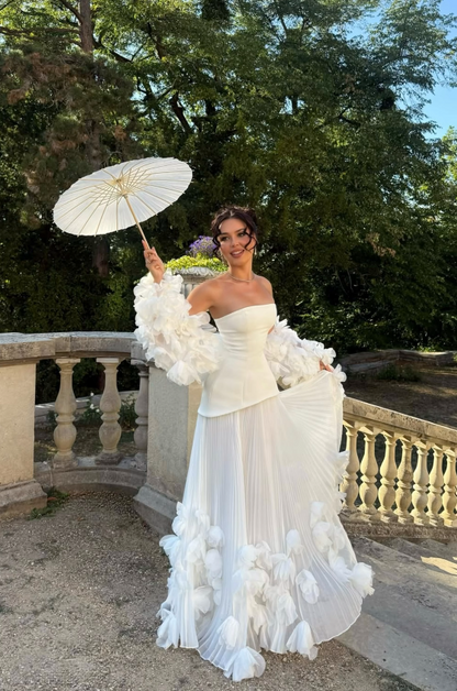 Elegantes weißes Abschlussballkleid A-Linie Chiffon Ballkleid ED10216