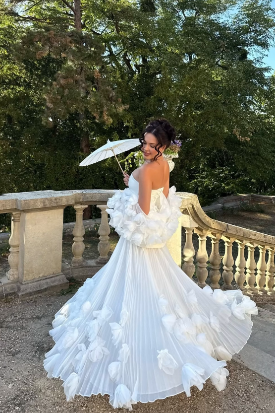 Elegantes weißes Abschlussballkleid A-Linie Chiffon Ballkleid ED10216