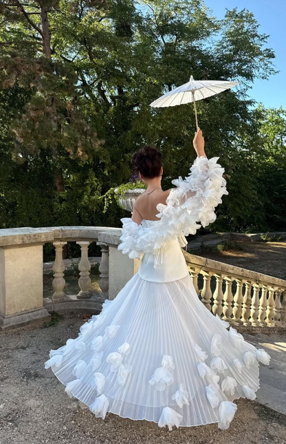Elegantes weißes Abschlussballkleid A-Linie Chiffon Ballkleid ED10216