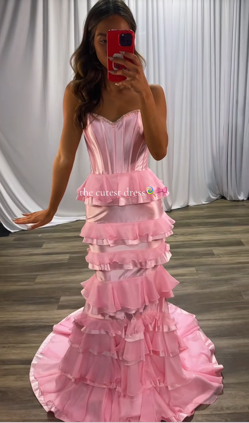 Cute Pink Prom Dress Mermaid Satin Formal Dress ED10220