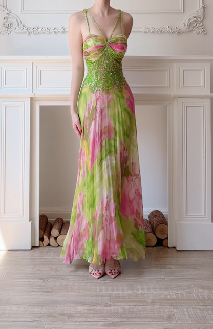 Green Sheath Long Prom Dress Chiffon Evening Dress ED10224