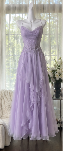 Purple A-Line Long Prom Dress Chiffon Evening Dress ED10230