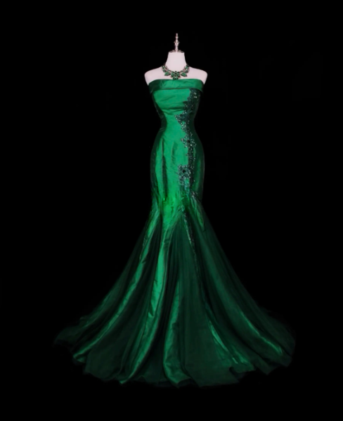 Green Mermaid Long Prom Dress Satin Evening Dress ED10233