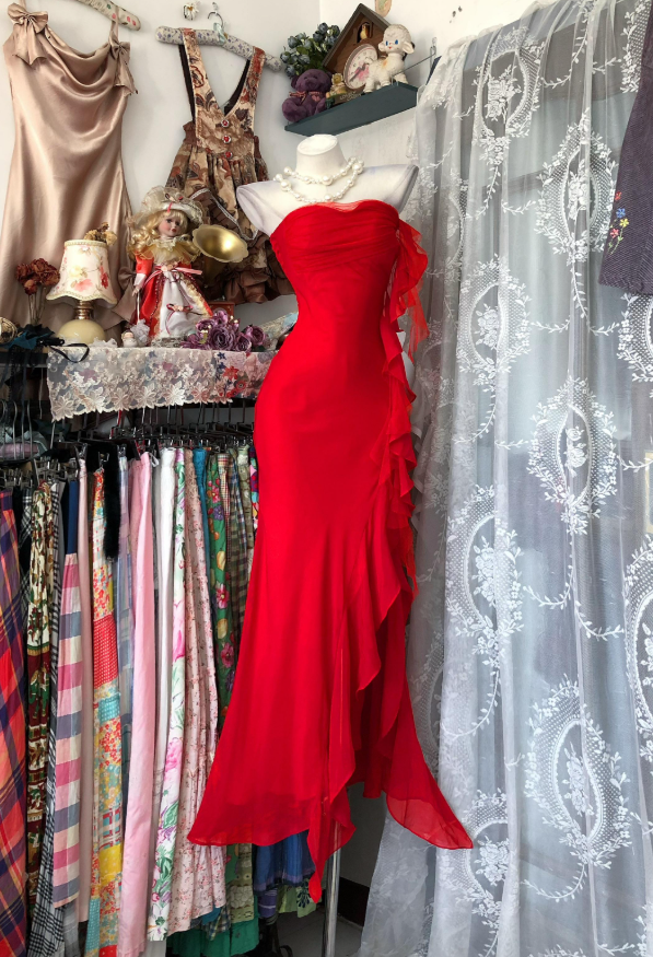 Burgundy Sheath Long Prom Dress Chiffon Evening Dress ED10235