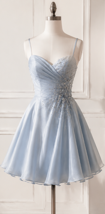 Blue A-Line Chiffon Birthday Dress ED10247