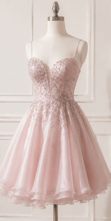 Pink A-Line Chiffon Birthday Dress ED10248