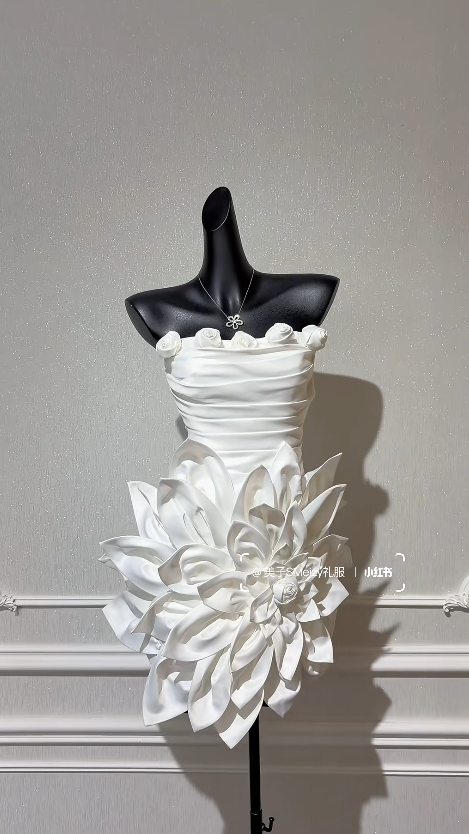 White Sheath Satin Birthday Dress ED10250