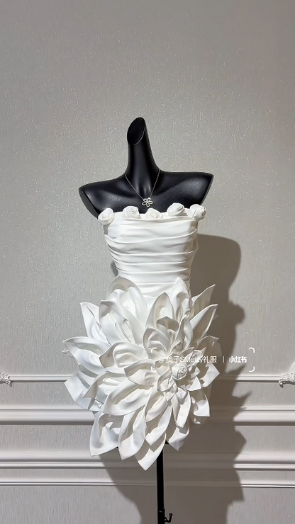White Sheath Satin Birthday Dress ED10250