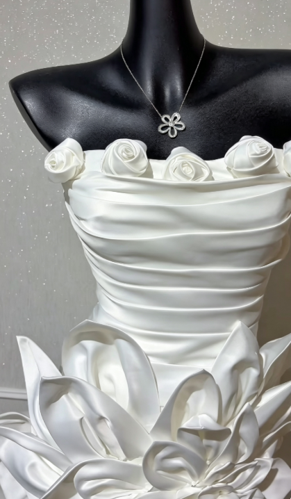 White Sheath Satin Birthday Dress ED10250