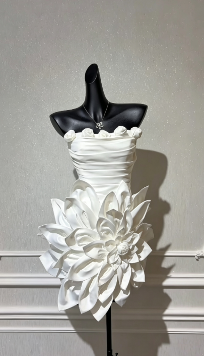 White Sheath Satin Birthday Dress ED10250