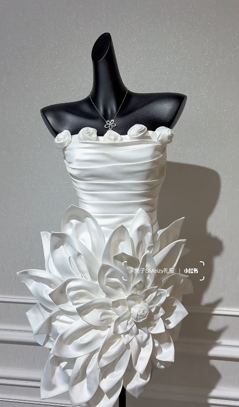 White Sheath Satin Birthday Dress ED10250