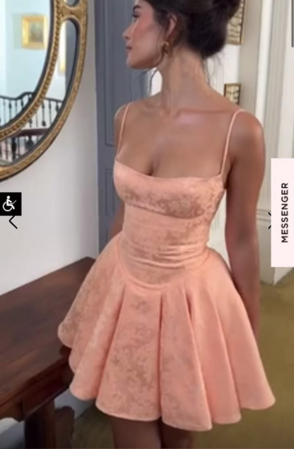 Cute Coral A-Line Satin Short Homecoming Dress ED10260
