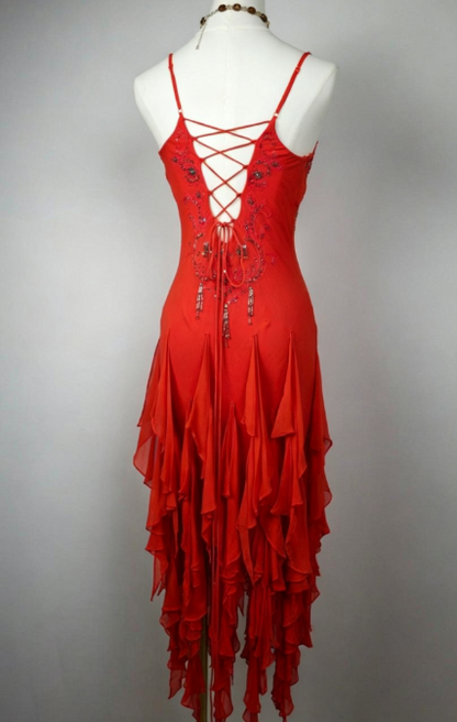 Elegantes rotes Etui-Kleid aus Chiffon mit Perlen, langes Ballkleid ED10289