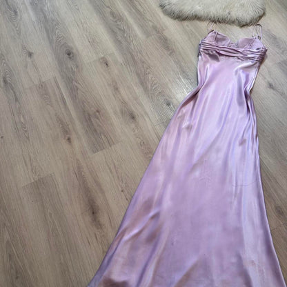Elegantes lavendelfarbenes Etui-Satin-Abendkleid ED10290