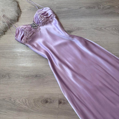 Elegantes lavendelfarbenes Etui-Satin-Abendkleid ED10290