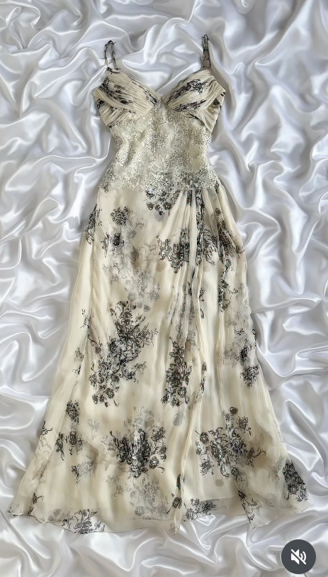 Charming Floral Prom Dress Sheath Chiffon Beaded Long Evening Dress ED10299