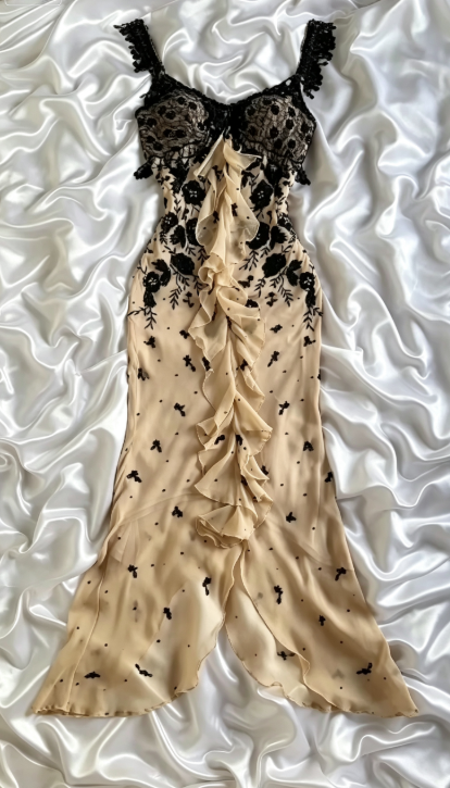 Charming Champagne Prom Dress Sheath Chiffon Beaded Long Evening Dress ED10301