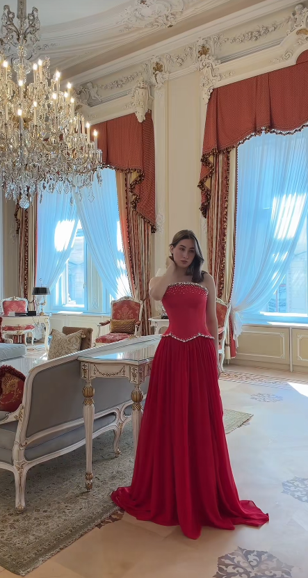 Charming Red Prom Dress Sheath Chiffon Strapless Long Evening Dress ED10311