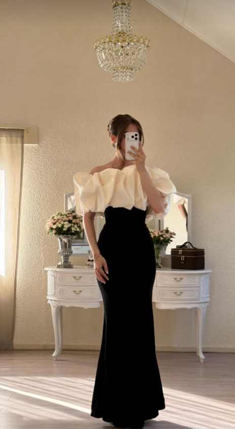 Charming Black Prom Dress Sheath Satin Long Evening Dress ED10320
