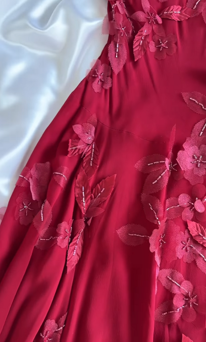 Cute  Red Short Homecoming Dress Sheath Chiffon Beaded Birthday Dress ED10325