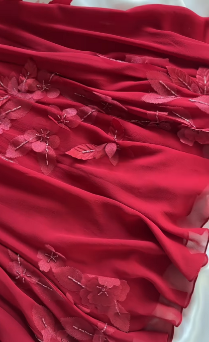 Cute  Red Short Homecoming Dress Sheath Chiffon Beaded Birthday Dress ED10325