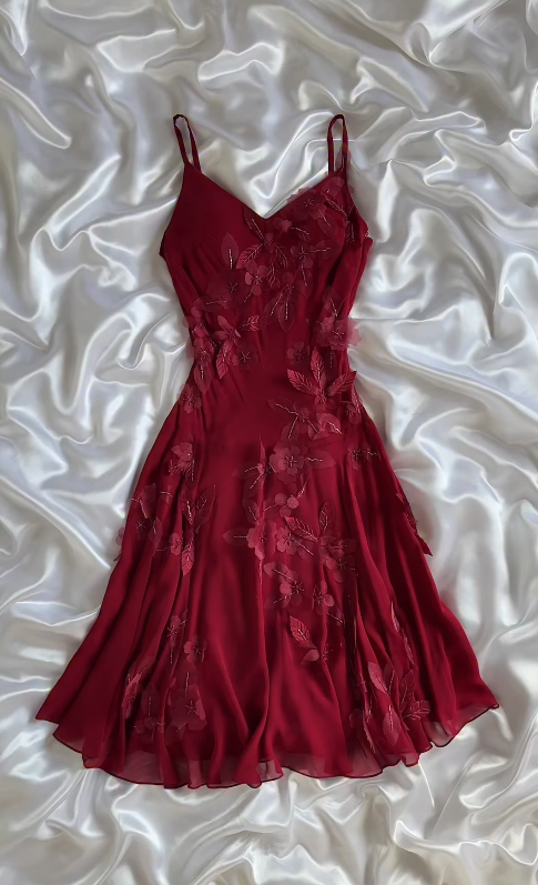 Cute  Red Short Homecoming Dress Sheath Chiffon Beaded Birthday Dress ED10325
