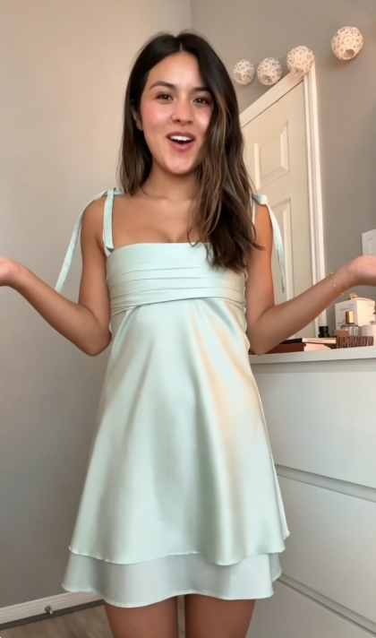 Fashion Mint Green Short Homecoming Dress Sheath Satin Birthday Dress ED10347