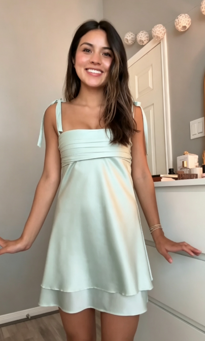 Fashion Mint Green Short Homecoming Dress Sheath Satin Birthday Dress ED10347