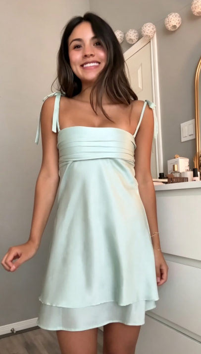 Fashion Mint Green Short Homecoming Dress Sheath Satin Birthday Dress ED10347