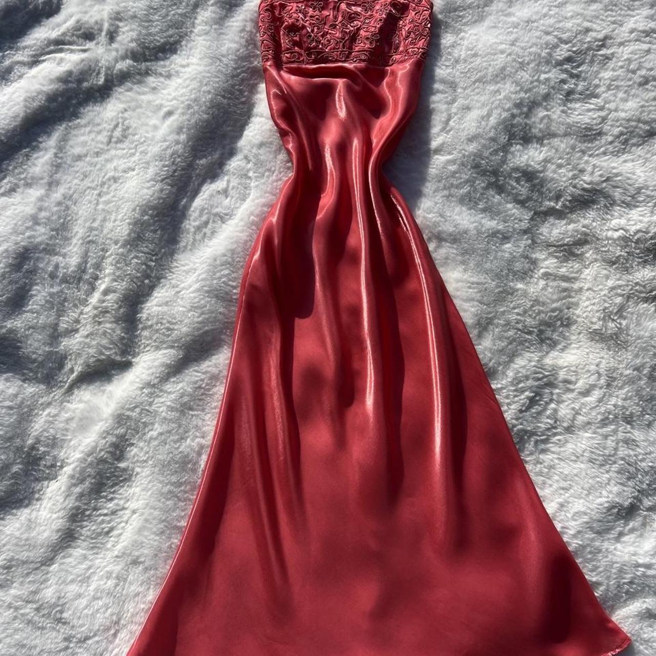 Chic Red Long Prom Dress Sheath Satin Evening Dress ED10349