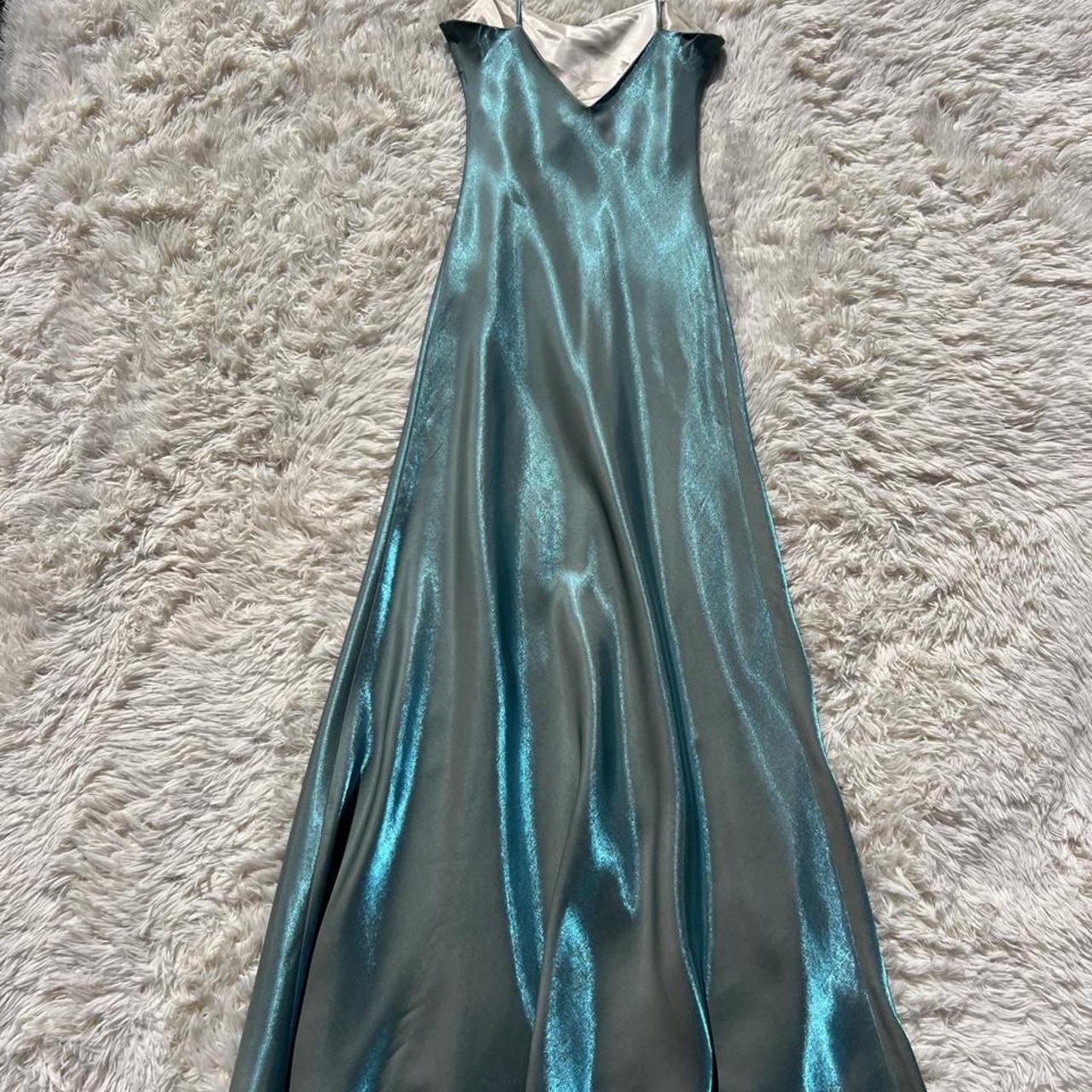 Chic Teal Long Prom Dress Sheath Satin Evening Dress ED10350