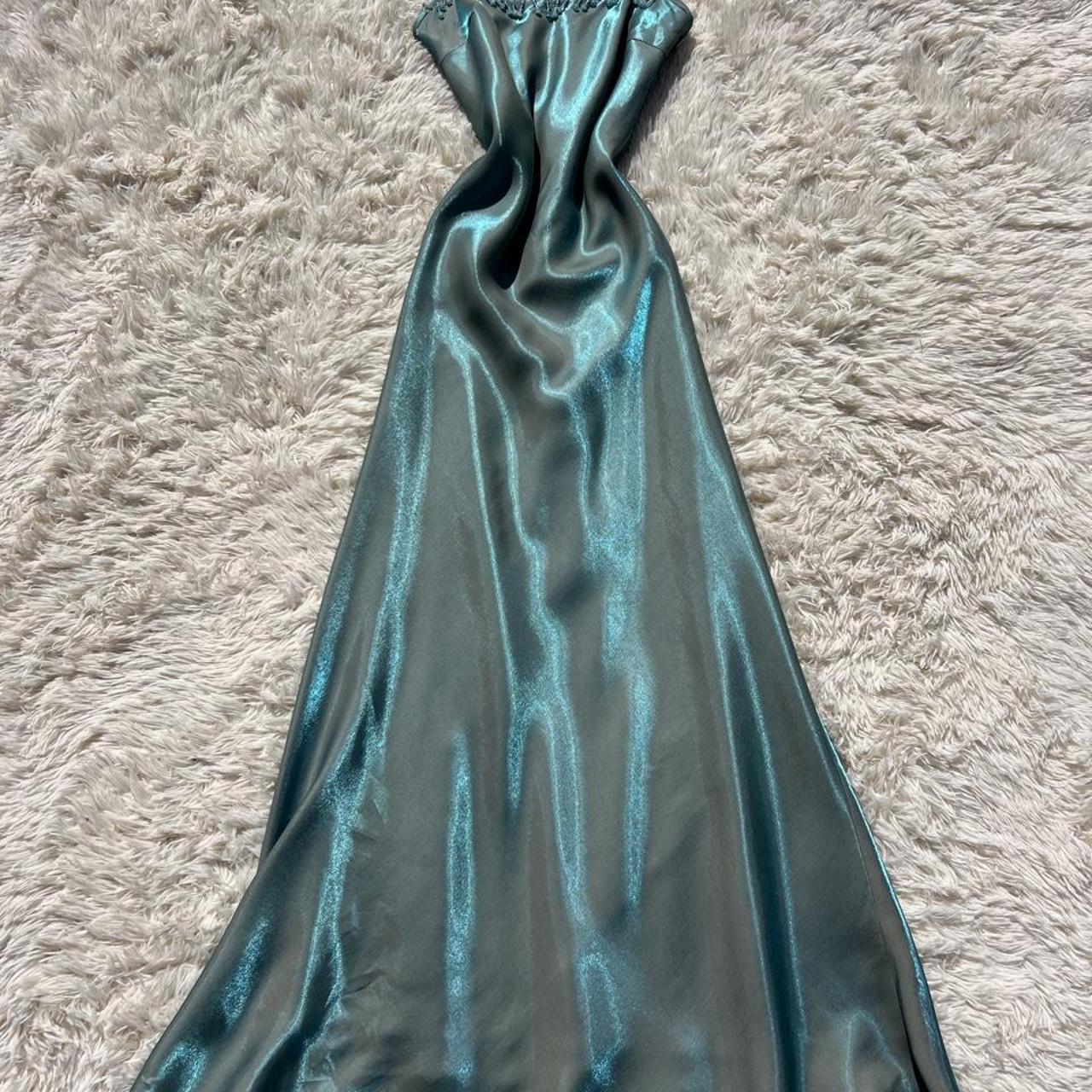 Chic Teal Long Prom Dress Sheath Satin Evening Dress ED10350