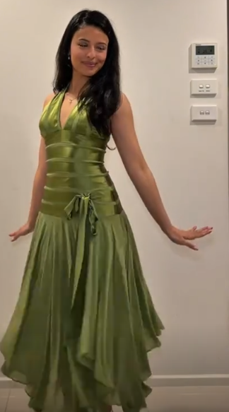 Chic Green Long Prom Dress Sheath Satin Evening Dress  ED10352