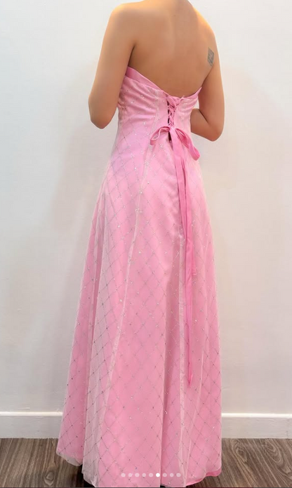 Chic Pink Long Prom Dress A-Line Chiffon Evening Dress ED10355