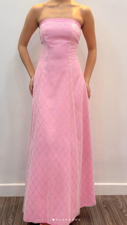 Chic Pink Long Prom Dress A-Line Chiffon Evening Dress ED10355