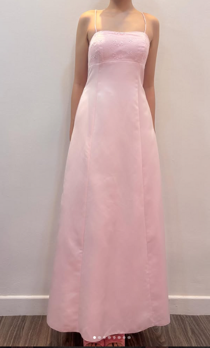 Chic Pink Long Prom Dress A-Line Satin Evening Dress ED10356