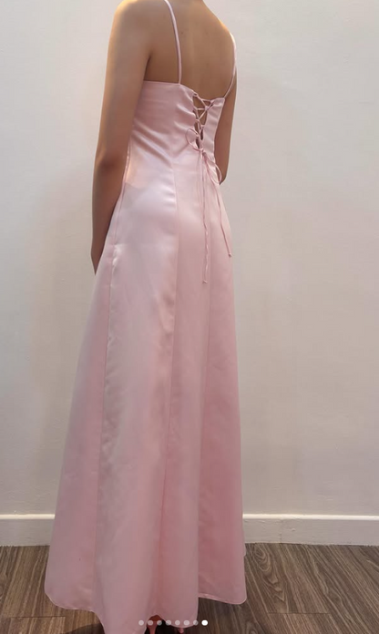 Chic Pink Long Prom Dress A-Line Satin Evening Dress ED10356