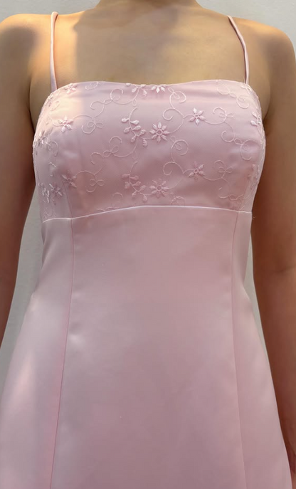 Chic Pink Long Prom Dress A-Line Satin Evening Dress ED10356