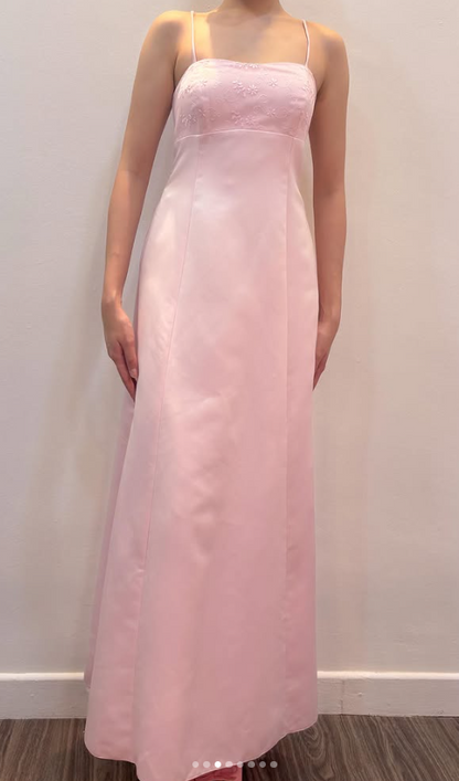 Chic Pink Long Prom Dress A-Line Satin Evening Dress ED10356