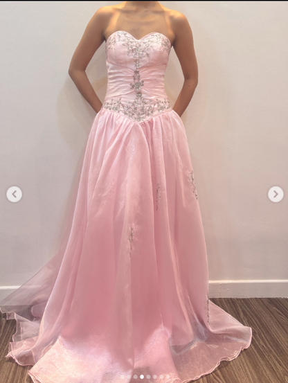 Chic Pink Long Prom Dress A-Line Satin Evening Dress ED10358