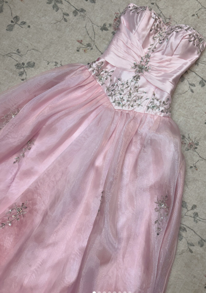 Chic Pink Long Prom Dress A-Line Satin Evening Dress ED10358