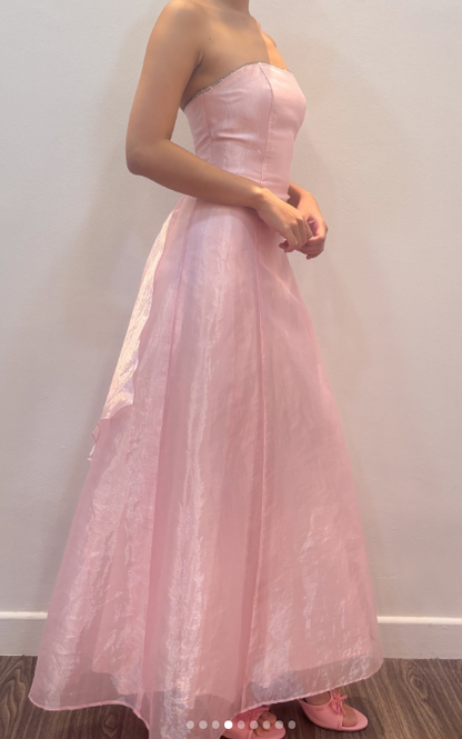 Chic Pink Long Prom Dress A-Line Tulle Evening Dress ED10359