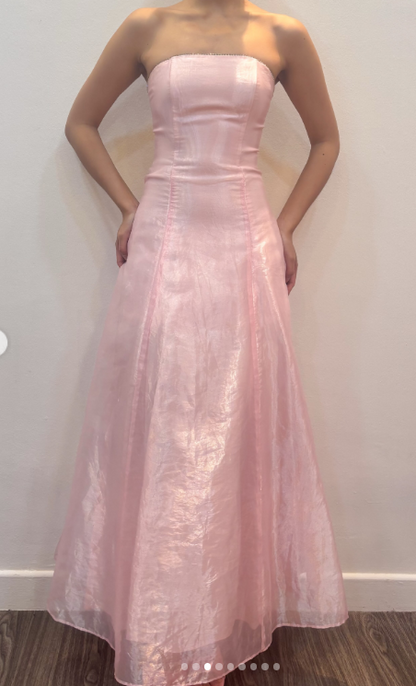 Chic Pink Long Prom Dress A-Line Tulle Evening Dress ED10359