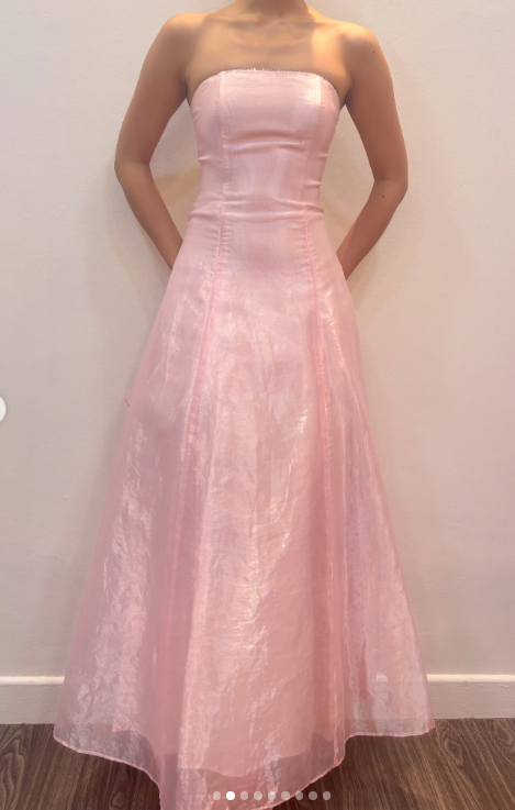 Chic Pink Long Prom Dress A-Line Tulle Evening Dress ED10359