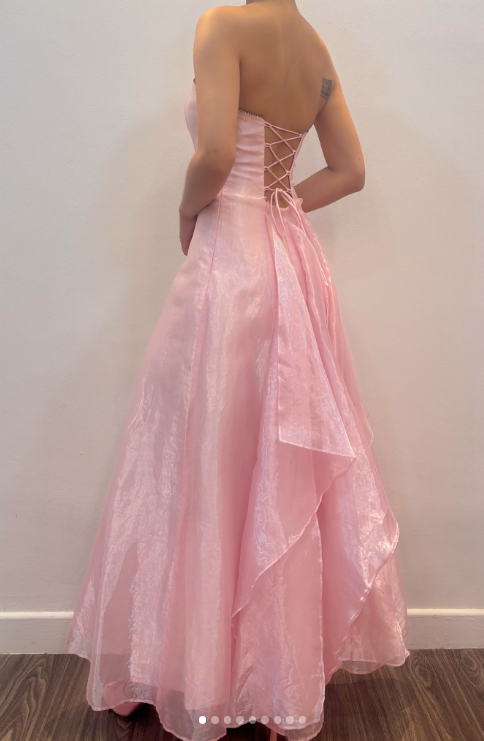 Chic Pink Long Prom Dress A-Line Tulle Evening Dress ED10359