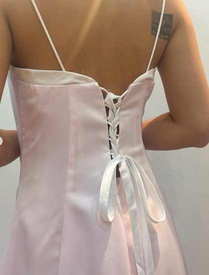 Chic Pink Long Prom Dress A-Line Satin Evening Dress ED10360