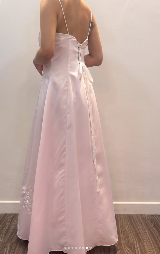 Chic Pink Long Prom Dress A-Line Satin Evening Dress ED10360